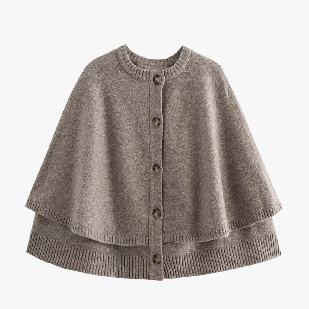 Button-Front Short Cape Cardigan