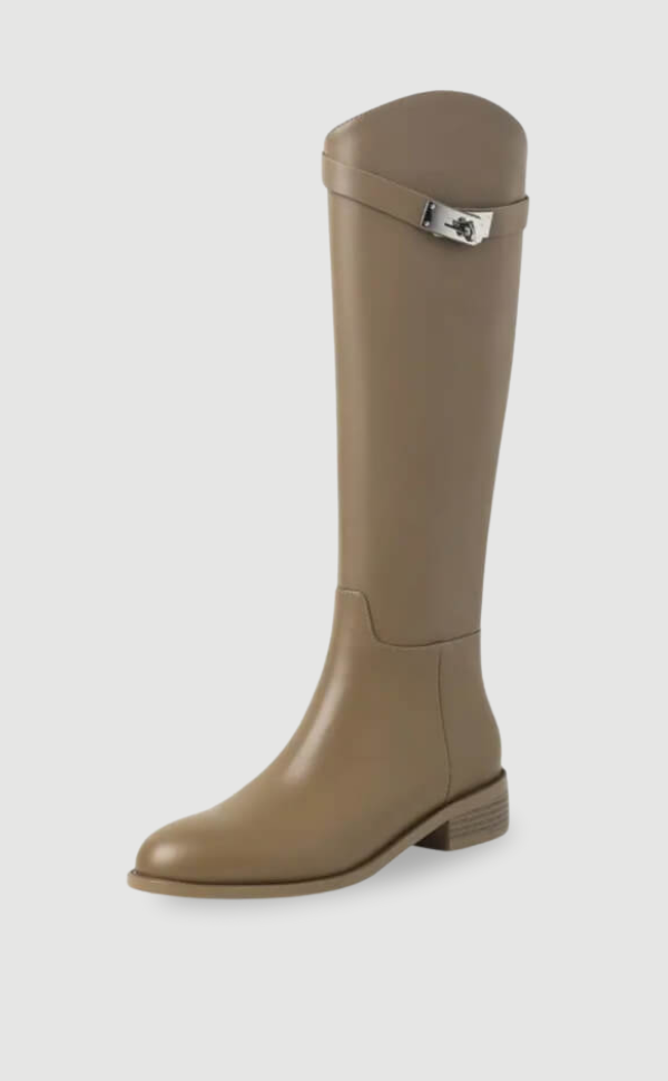 Elegant Knee-High Riding Boots with Side Buckle Detail