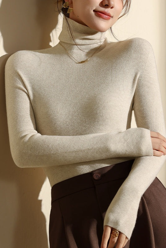 High Neck Slim Fit Knit Top – Seamless Warm Layer