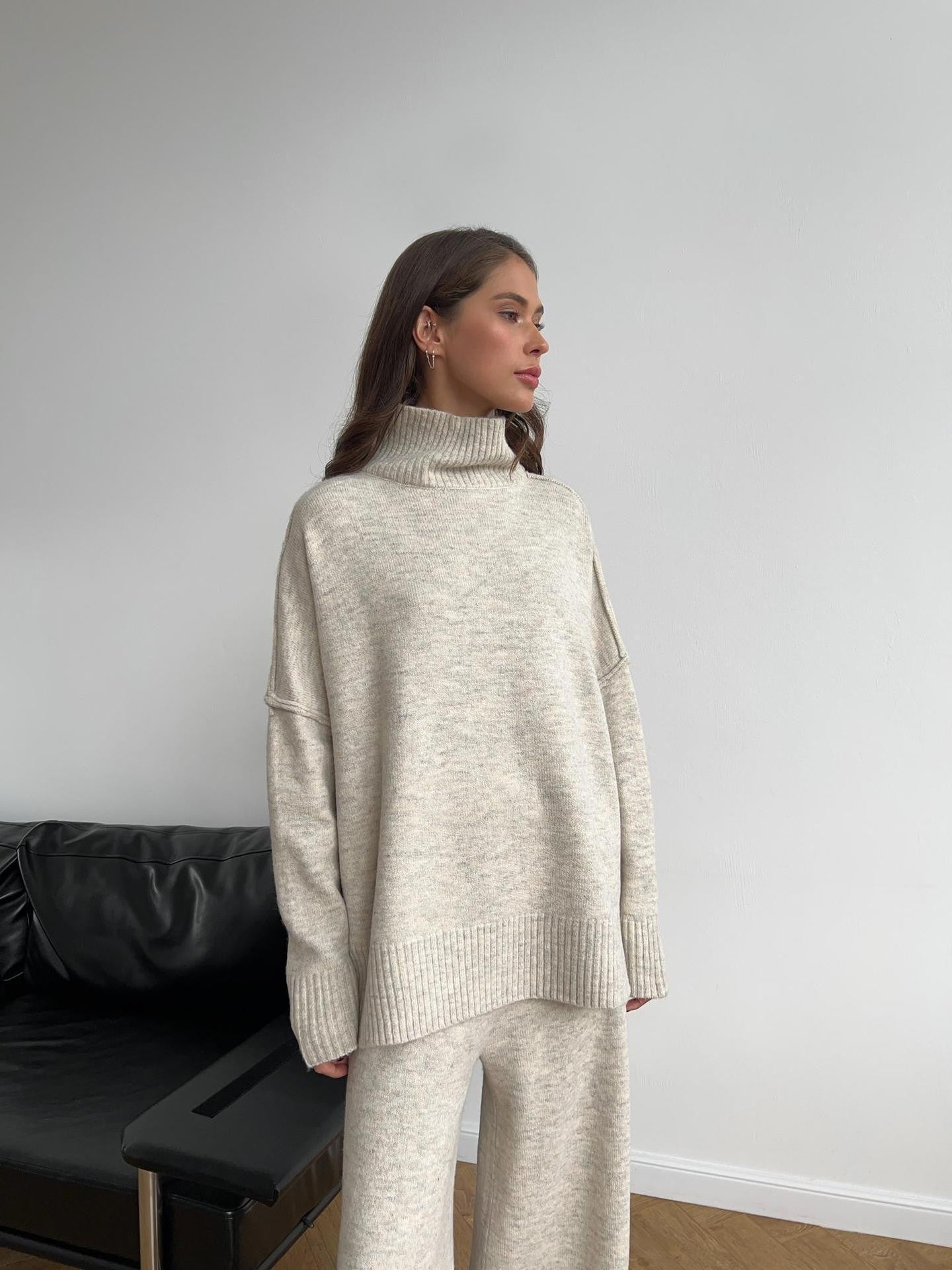 Relaxed Turtleneck Knit Lounge Set