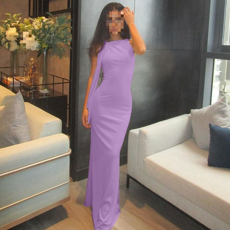 Elegant Bow Shoulder Maxi Dress