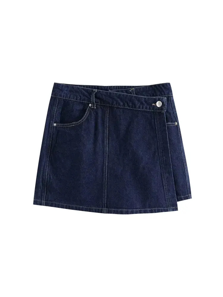 Boxy Denim Co-Ord Set with Pocket Shirt and Mini Skirt