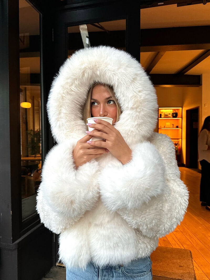 Oversized Faux Fur Jacket with Extra-Large Hood