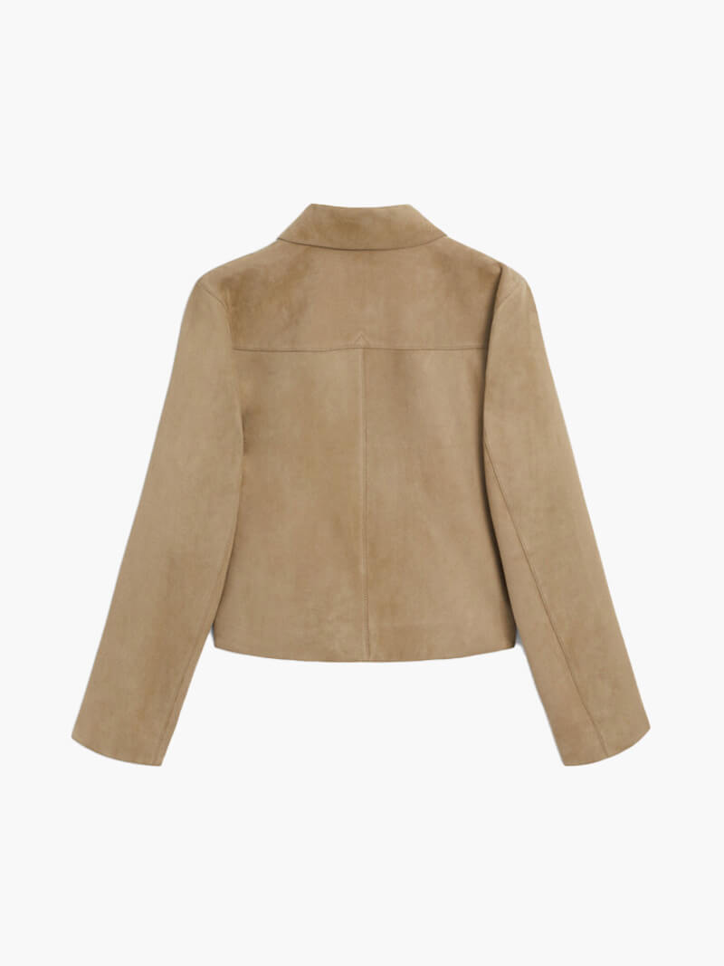 Minimalist Faux Suede Jacket with Front Flap Pockets