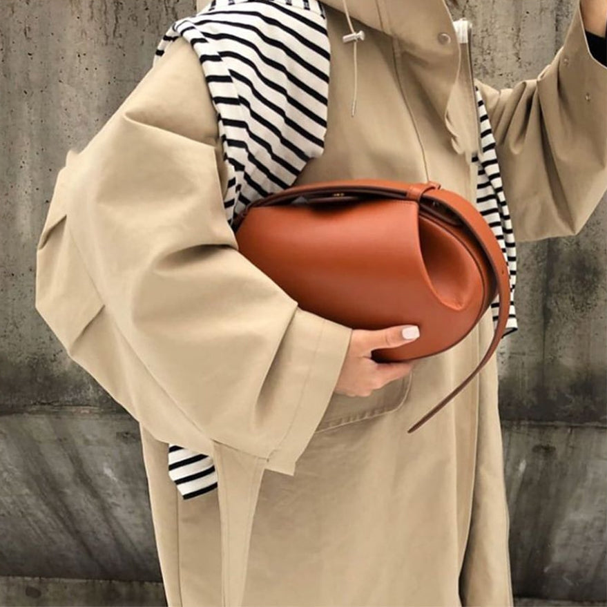 Designer-Inspired Sculptural Round Shoulder Bag with Top Handle