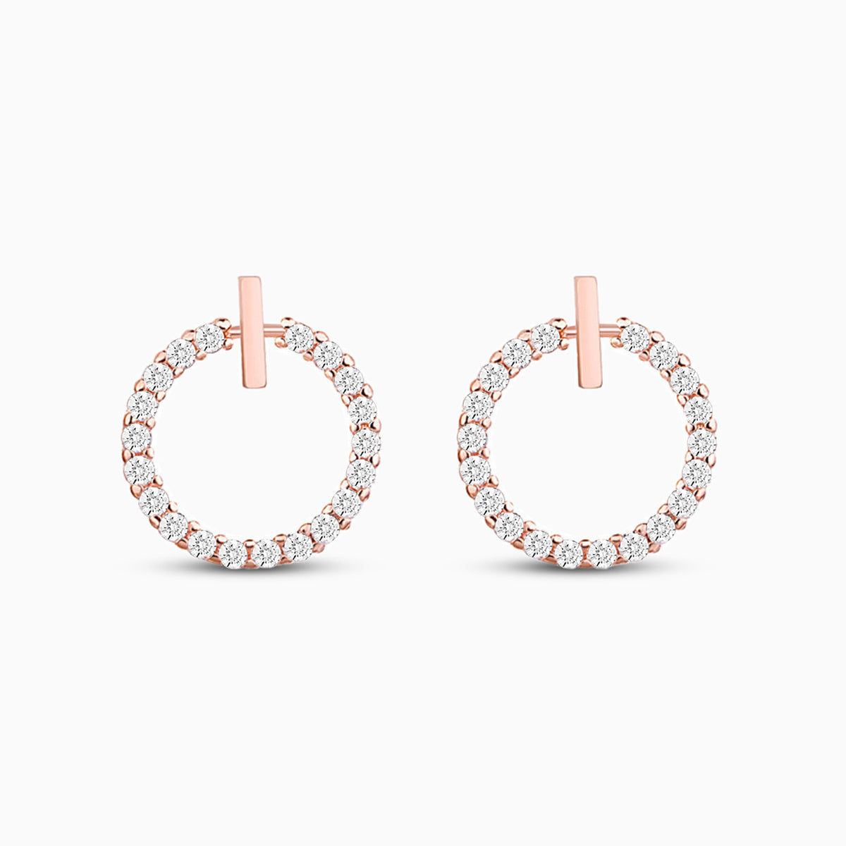 Crystal-Encrusted Open Circle Hoop Earrings