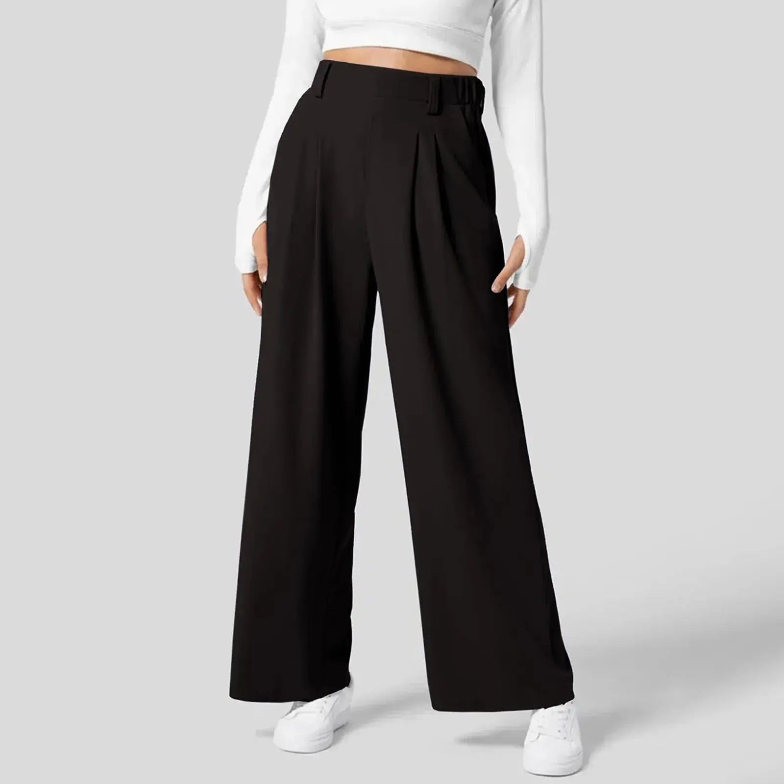 High-Waisted Wide Leg Trousers – Black | Women's Tailored Pants