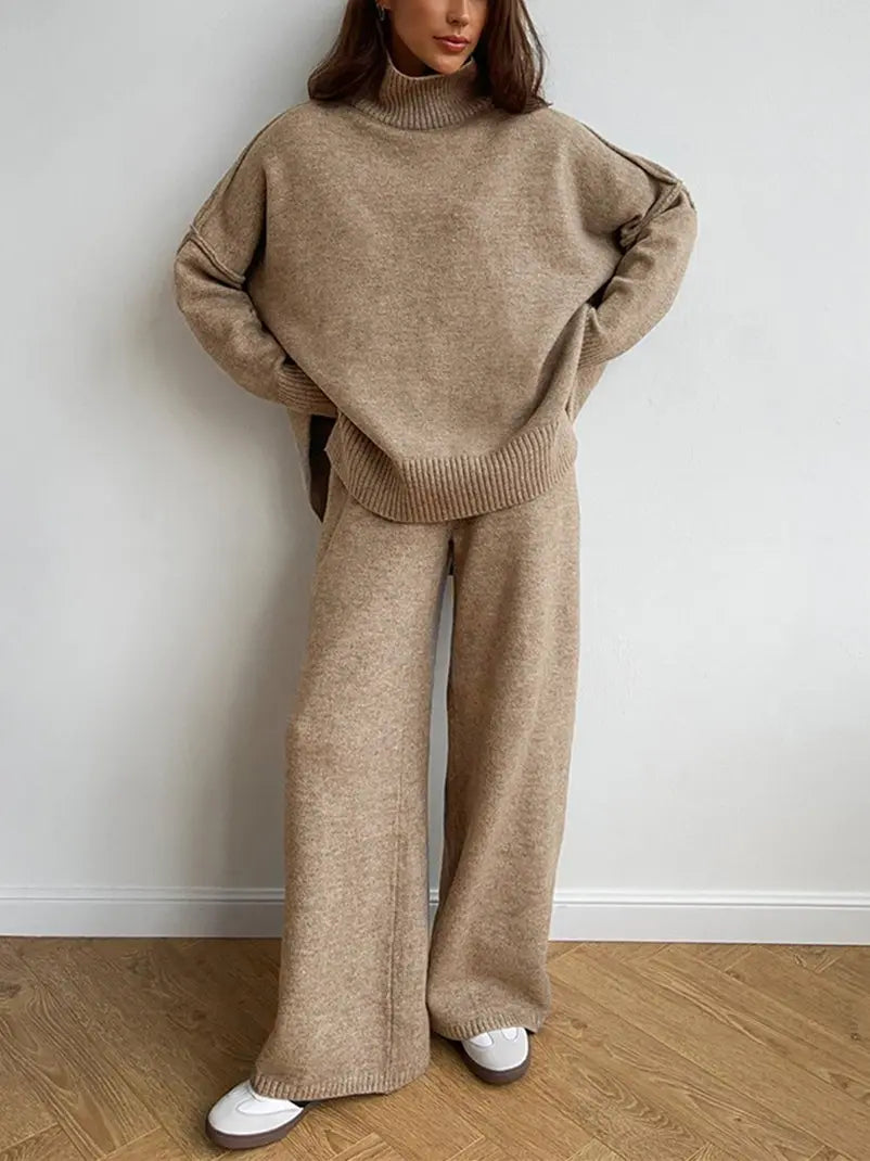 Relaxed Turtleneck Knit Lounge Set