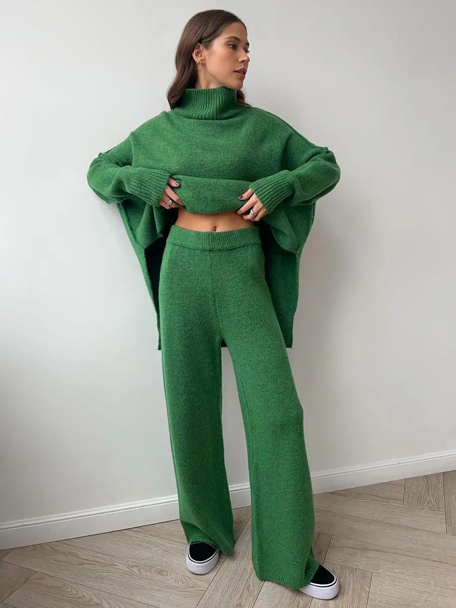 Relaxed Turtleneck Knit Lounge Set