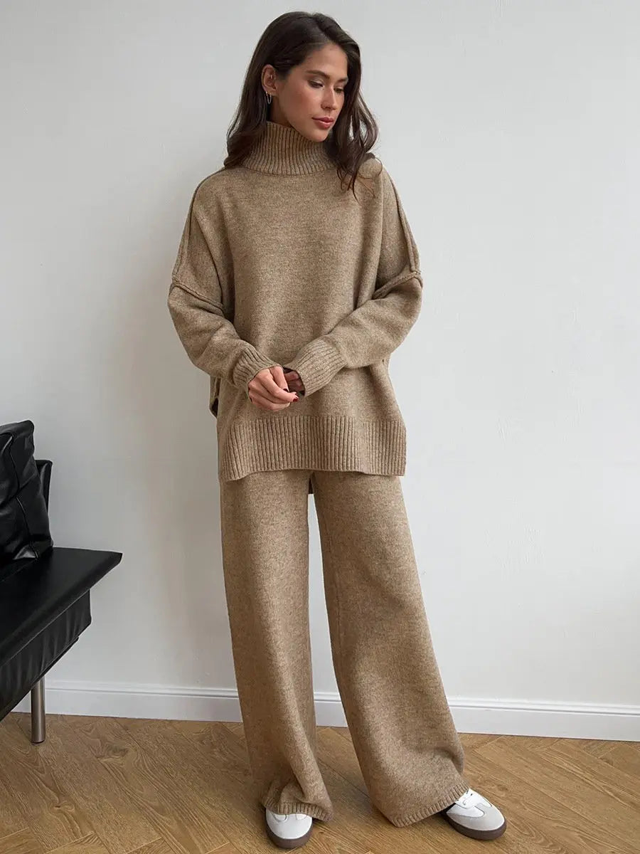 Relaxed Turtleneck Knit Lounge Set