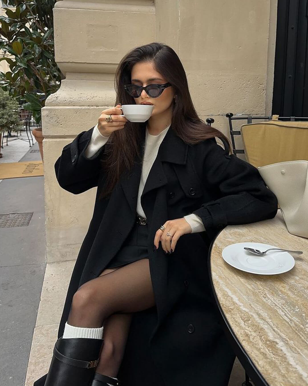 Elegant Double-Breasted Long Trench Coat