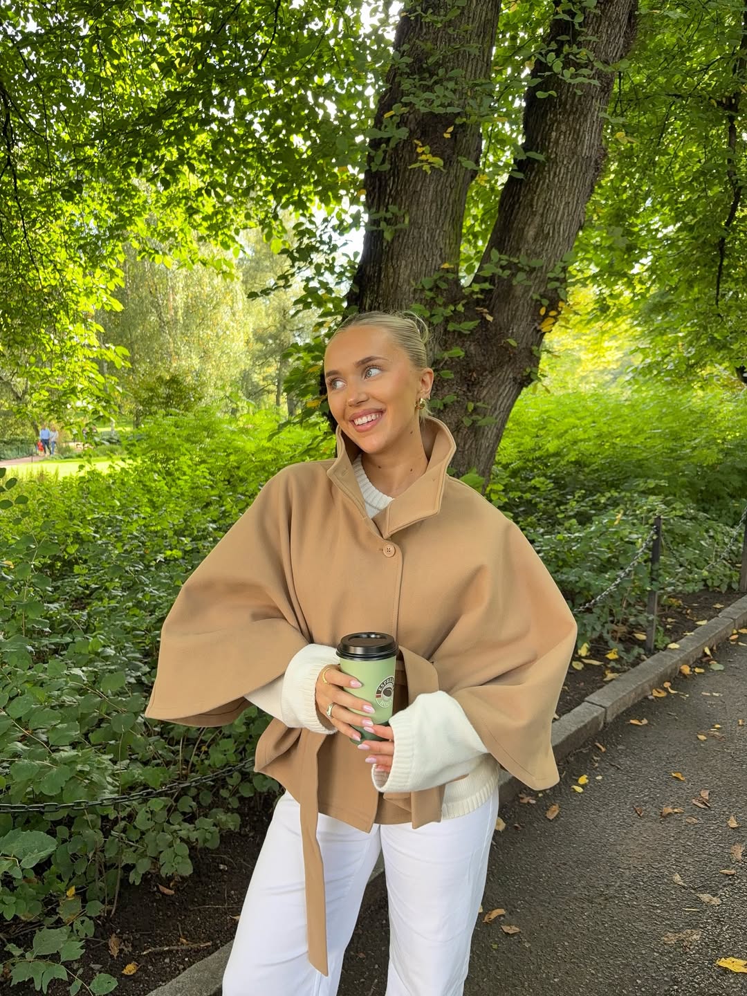 Elegant High Neck Belted Cape Jacket