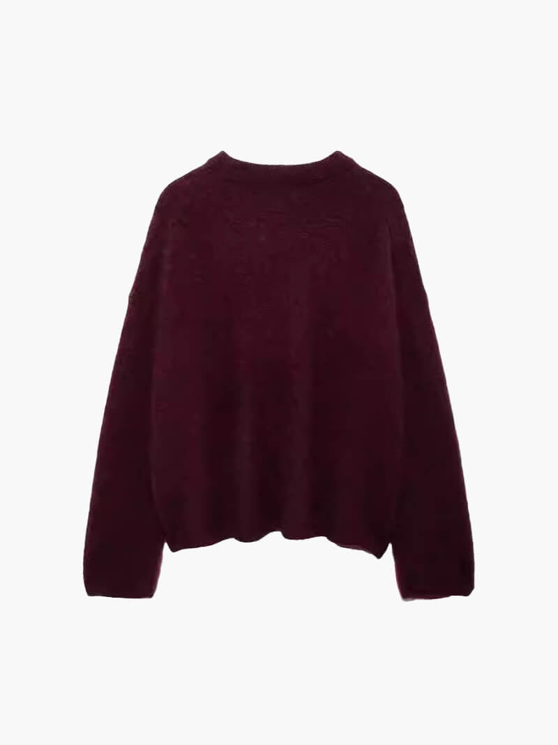 Relaxed Fit Knit Pullover with Round Neck