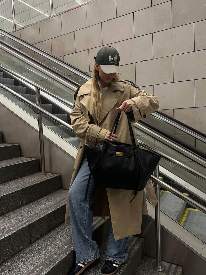 Structured Shopper Bag with Gold-Tone Detail