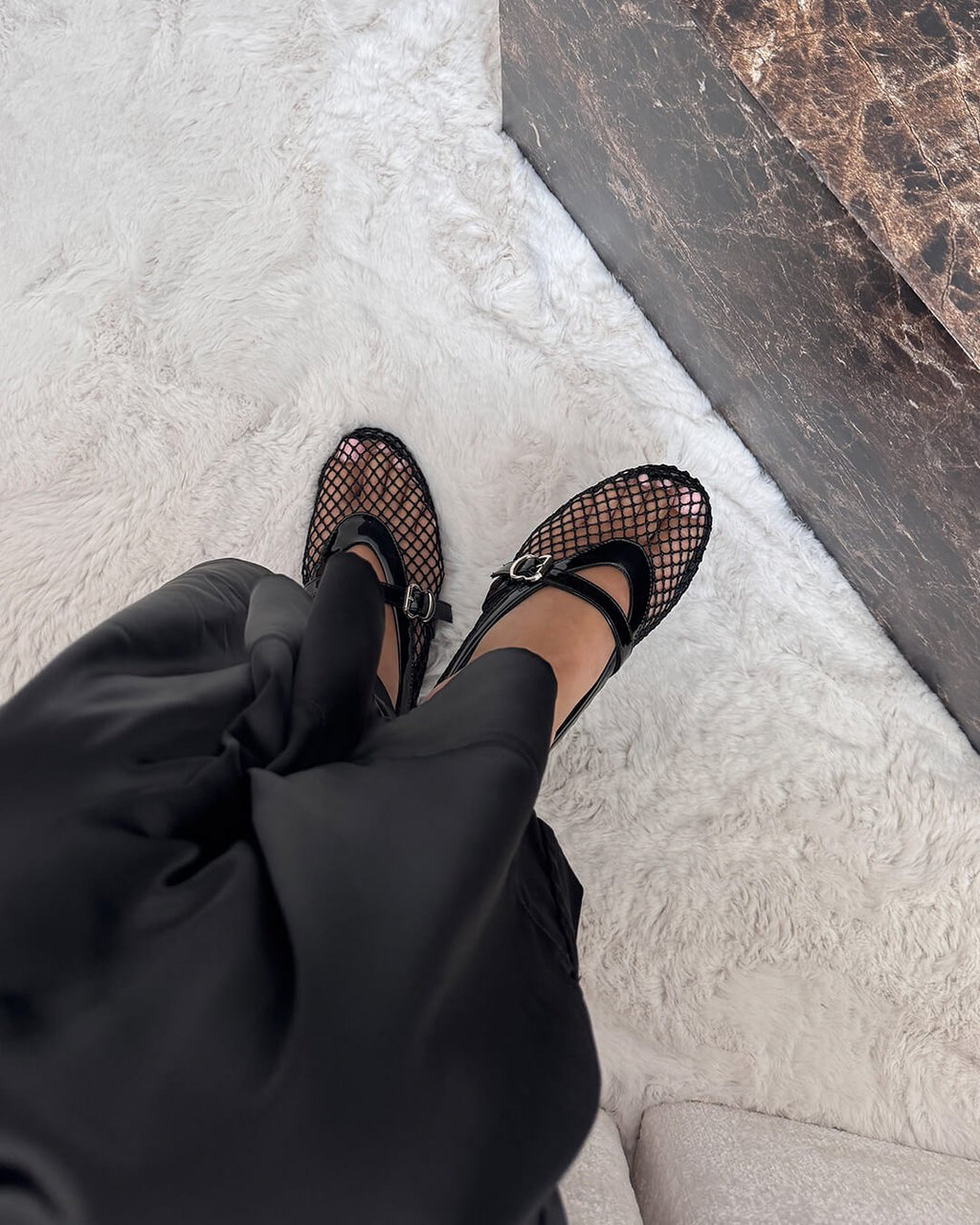 Mesh Strap Ballet Flats