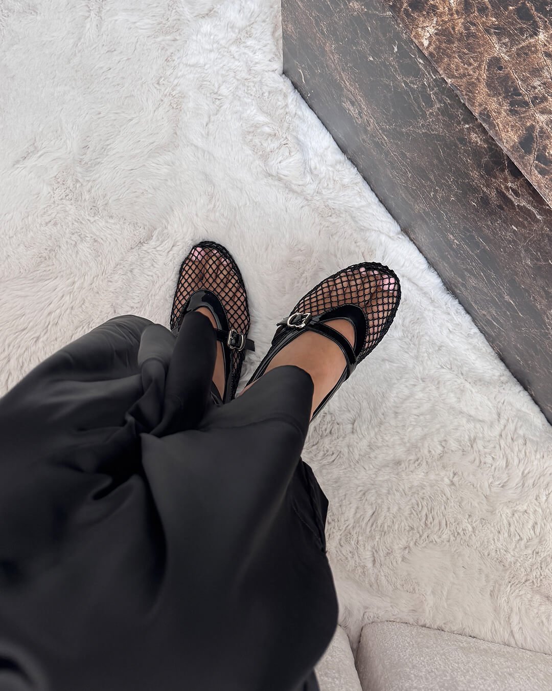 Mesh Strap Ballet Flats