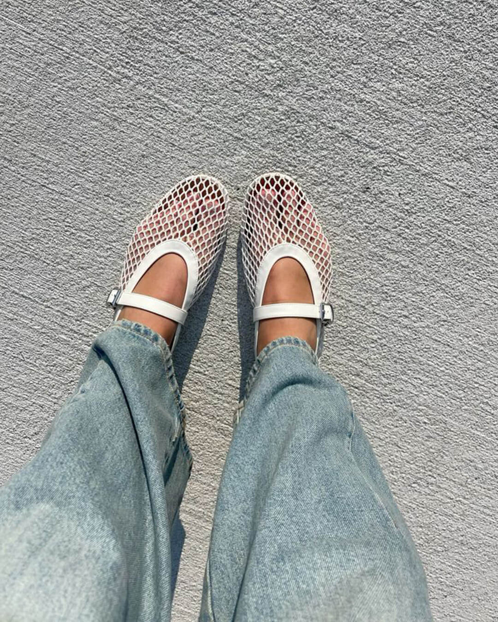 Mesh Strap Ballet Flats