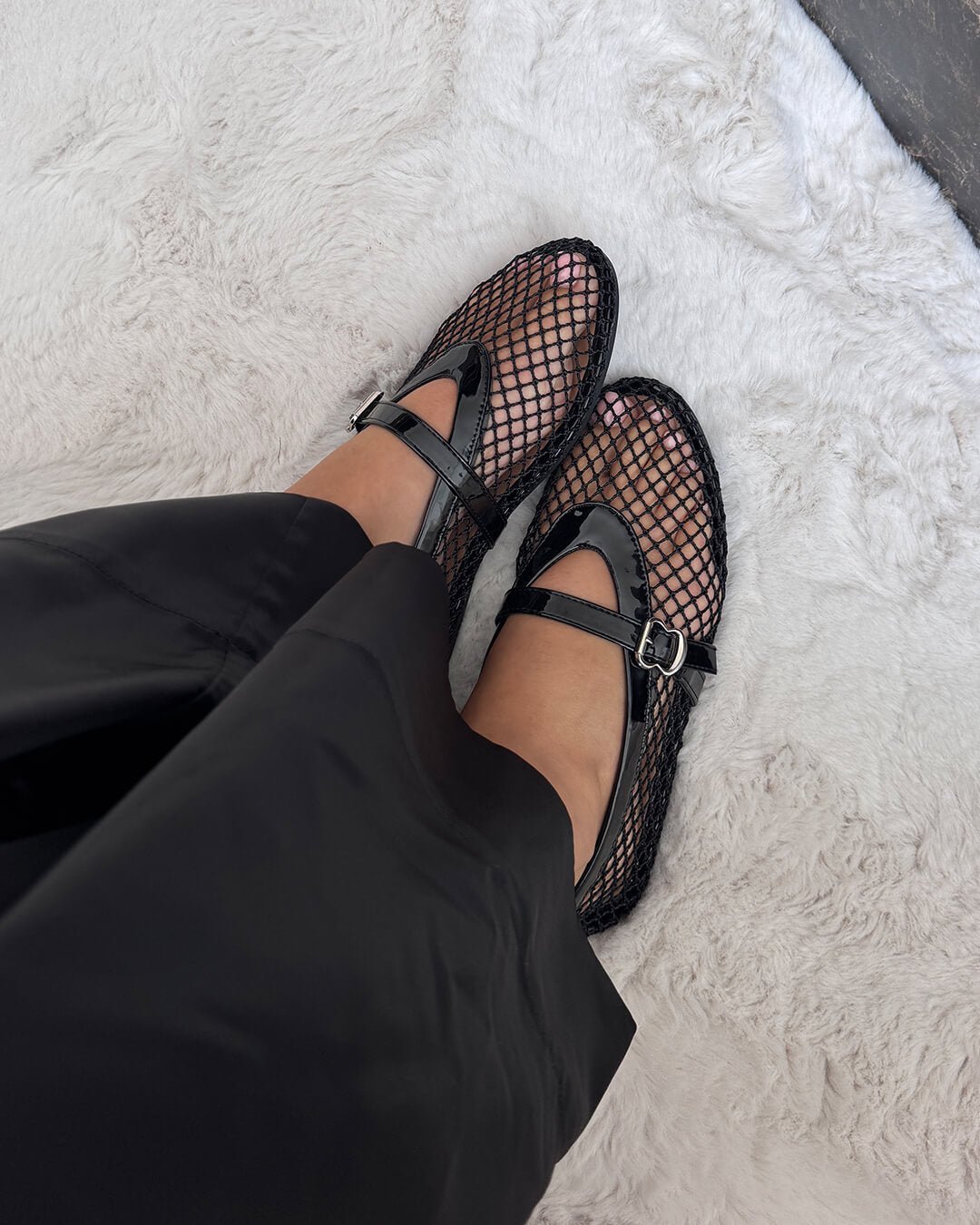 Mesh Strap Ballet Flats