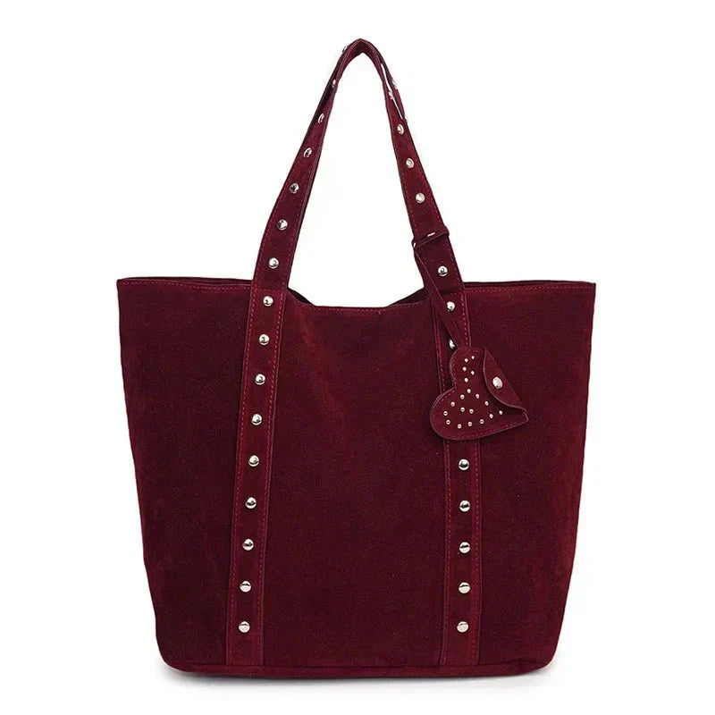 Suede Studded Tote Bag